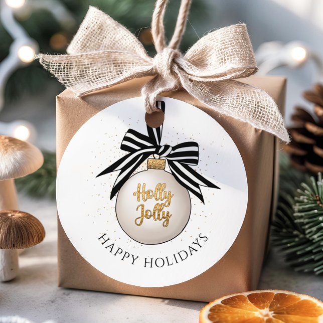 Happy Holidays Christmas Bauble  Favour Tags (Happy Holidays Christmas Bauble Favor Tags)