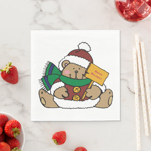 Happy Holidays Christmas Bear Napkin