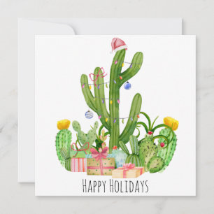 Happy Holidays Christmas Cactus Greeting Card