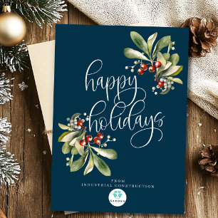 Happy holidays Christmas card with company logo