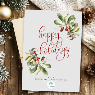 Happy holidays Christmas card with company logo