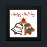 Happy Holidays Christmas Cookie Bells Gift Box<br><div class="desc">Thank You for visiting The Holiday Christmas Shop! You are viewing The Lee Hiller Designs Holiday Collection of Home and Office Decor,  Apparel,  Gifts,  Collectibles and more. The Designs include Lee Hiller Photography in Hand Drawn Mixed Media and  Digital Art Collection.</div>
