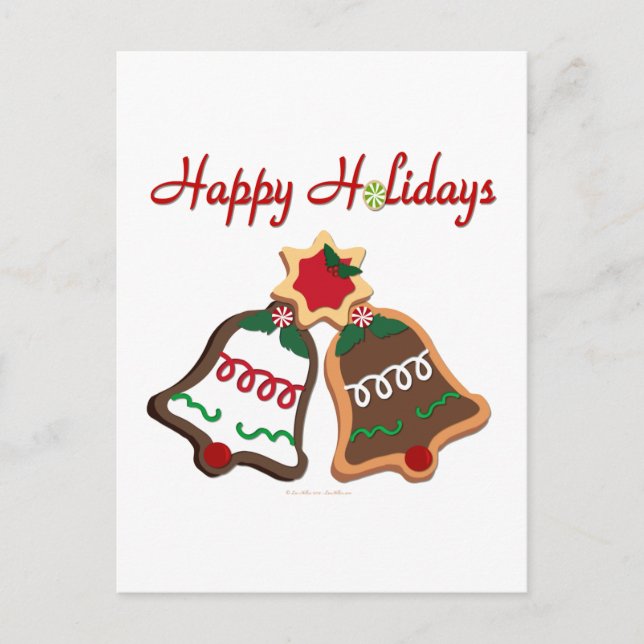 Happy Holidays Christmas Cookie Bells Holiday Postcard (Front)