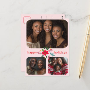 Happy Holidays Christmas CUSTOM 3 Photos  Postcard