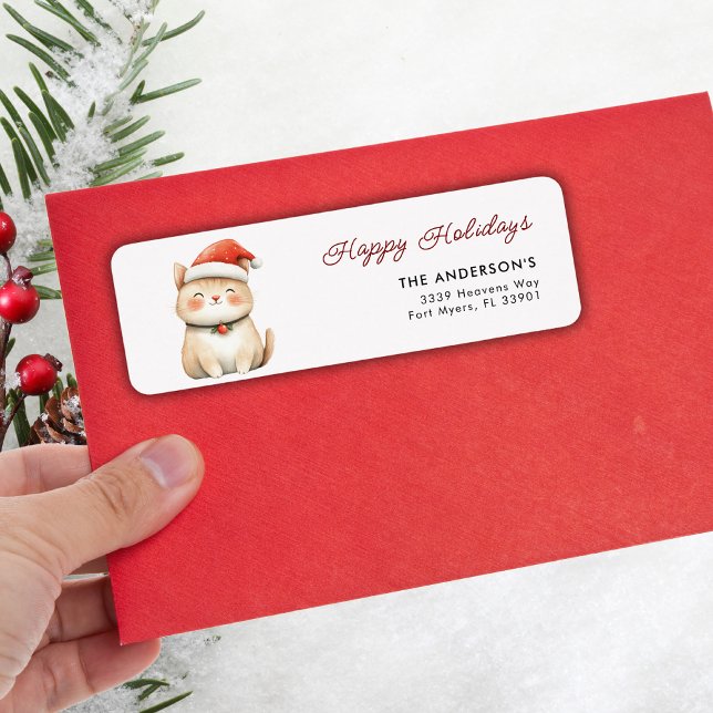 Happy Holidays Christmas Cute Cat Kitty Address (Creator Uploaded)