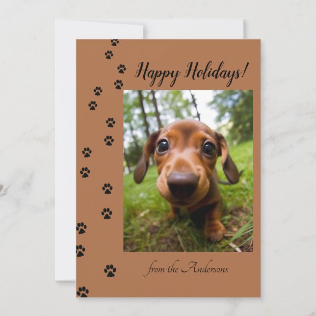 Happy Holidays Christmas Dog Pet Photo Holiday Card (Front)