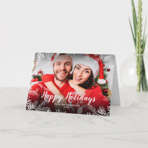 Happy Holidays Christmas Foliage Photo Holiday Card