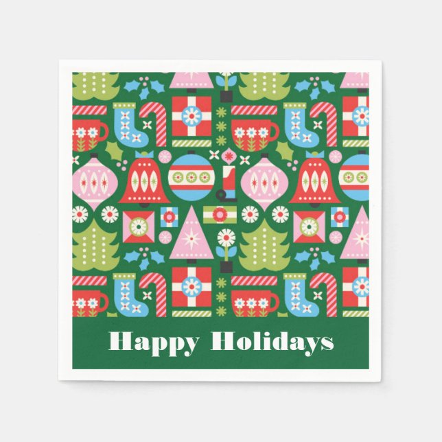 Happy Holidays Christmas Gifts Napkin (Front)