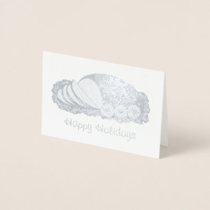 Happy Holidays Christmas Ham Platter Xmas Foodie Foil Card