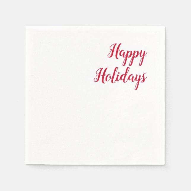 Happy holidays christmas handwriting red white napkin (Front)
