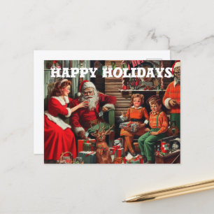 Happy Holidays Christmas Horror Retro Postcard