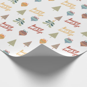 Happy Holidays Christmas Illustrations Wrapping Paper