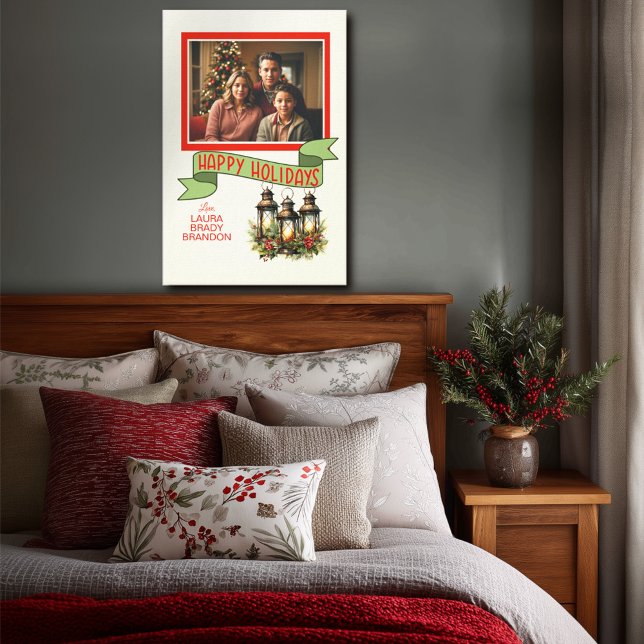 Happy Holidays Christmas Lanterns Custom Photo Canvas Print (Creator Uploaded)