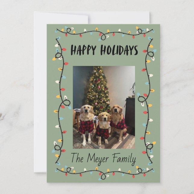 Happy Holidays Christmas Lights Card (Front)