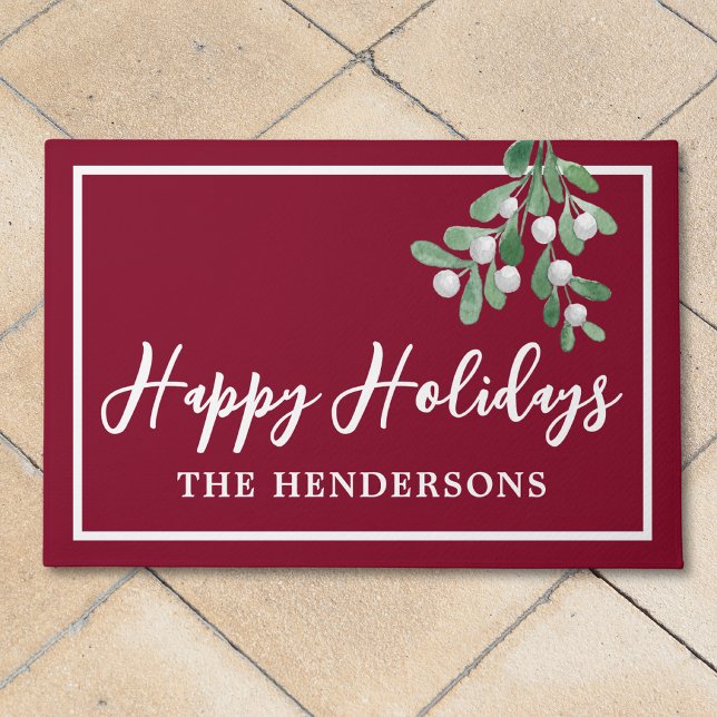 Happy Holidays Christmas Maroon Customised  Doormat (Creator Uploaded)