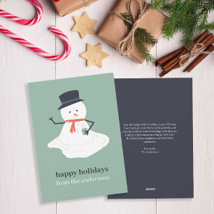 Happy Holidays Christmas Melting Snowman Cute   Holiday Card