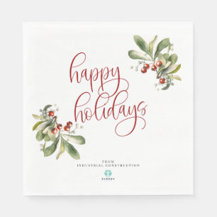 Happy holidays Christmas napkin with company logo