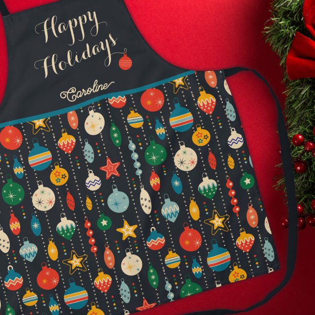 Happy Holidays Christmas Ornament Custom Apron (Creator Uploaded)