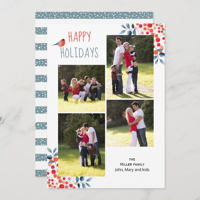 Happy Holidays Christmas photo collage card (Front/Back)