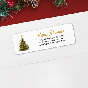 Happy Holidays Christmas Pine Tree Return Address