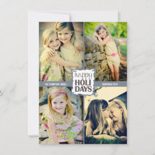 Happy Holidays Christmas Quad Photo Flat Card