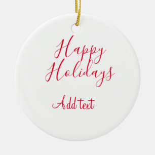 Happy holidays Christmas red calligraphy simple mi Ceramic Tree Decoration