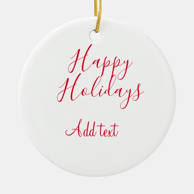Happy holidays Christmas red calligraphy simple mi Ceramic Tree Decoration (Front)