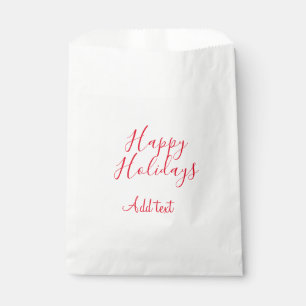 Happy holidays Christmas red calligraphy simple mi Favour Bags