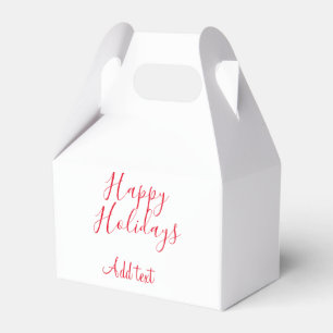 Happy holidays Christmas red calligraphy simple mi Favour Box