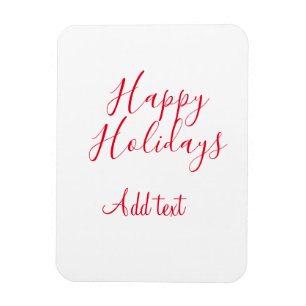Happy holidays Christmas red calligraphy simple mi Magnet