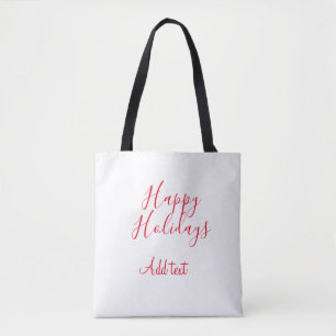 Happy holidays Christmas red calligraphy simple mi Tote Bag