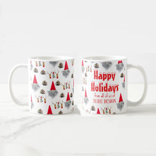 Happy holidays Christmas red green business mug