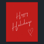 Happy Holidays Christmas Red Poster<br><div class="desc">Happy Holidays - Typography - Red - Christmas Art.</div>