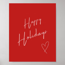 Happy Holidays Christmas Red Poster