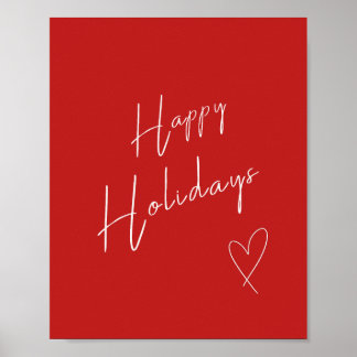 Happy Holidays Christmas Red Poster