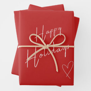 Happy Holidays Christmas Red Wrapping Paper Sheet