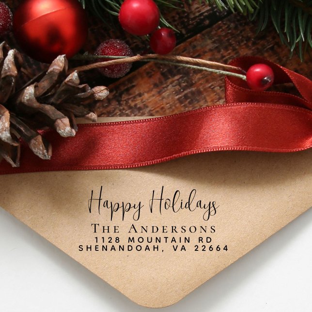 Happy Holidays Christmas Return Address Self-inking Stamp (Creator Uploaded)