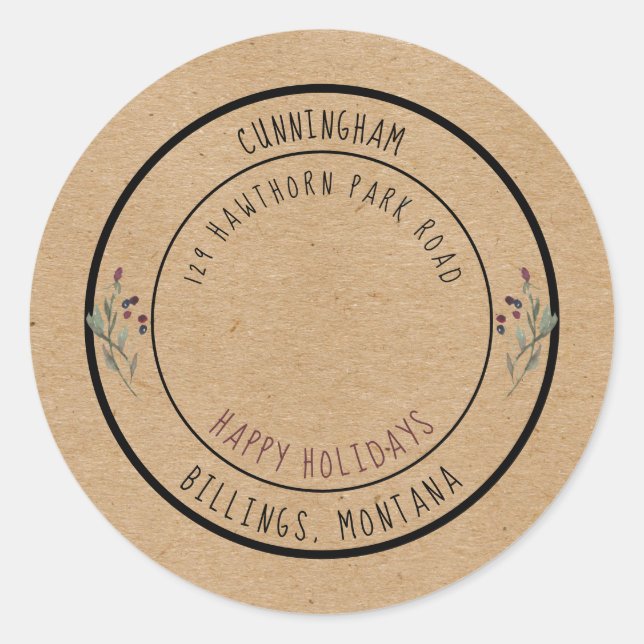 Happy Holidays Christmas Rustic Berries Seal (Front)