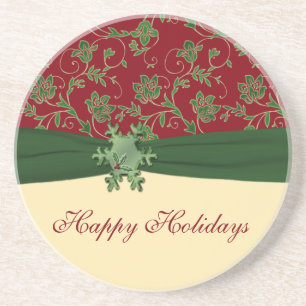 Happy Holidays Christmas Sandstone Coaster