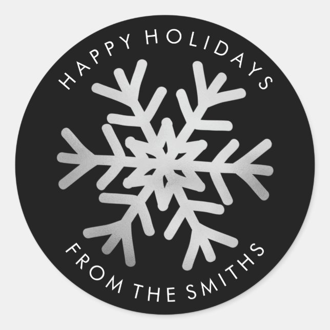 Happy Holidays - Christmas Silver and Black Label (Front)