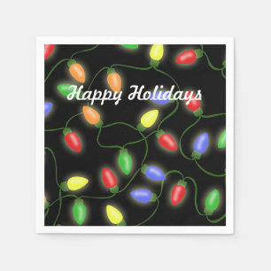 Happy Holidays Christmas String Lights Napkin
