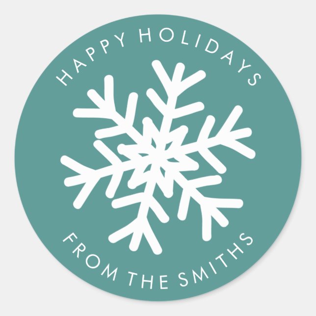 Happy Holidays - Christmas Teal + White Label (Front)