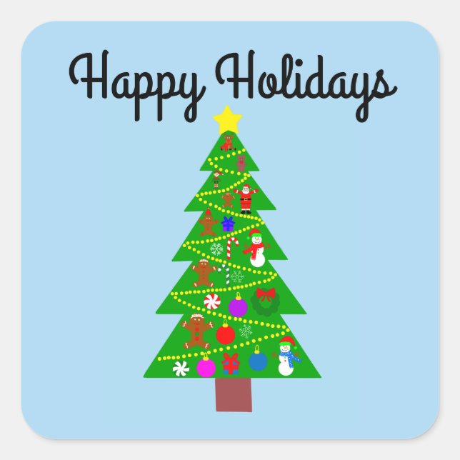 Happy Holidays Christmas Tree #1-2 Stickers (Front)