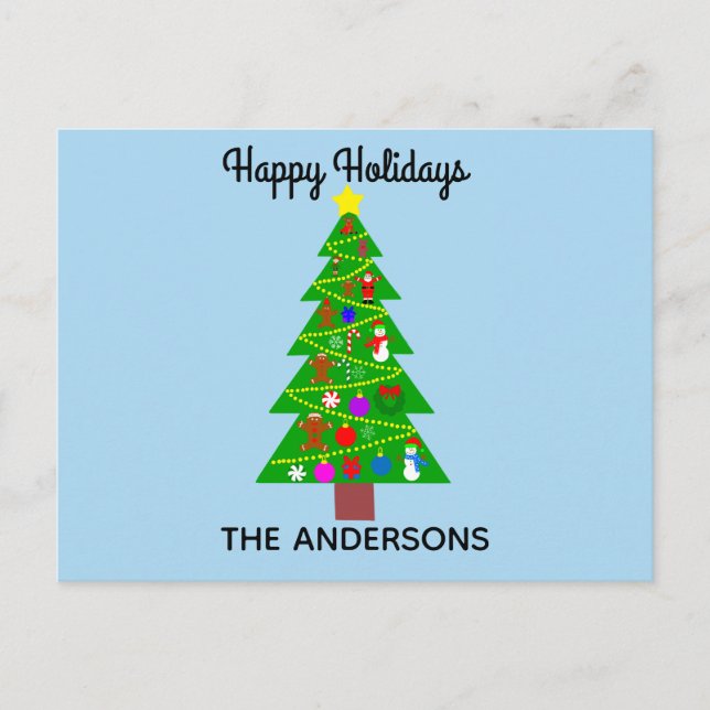Happy Holidays Christmas Tree #1 Postcard (Front)