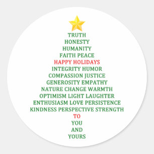 Happy Holidays Christmas Tree Blessing Classic Round Sticker