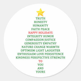 Happy Holidays Christmas Tree Blessing Classic Round Sticker