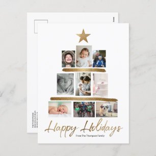 Happy Holidays Christmas Tree Photo stack Gold  Holiday Postcard