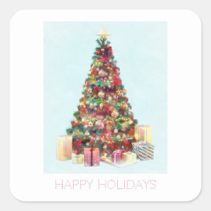 Happy Holidays. Christmas Tree Square Sticker