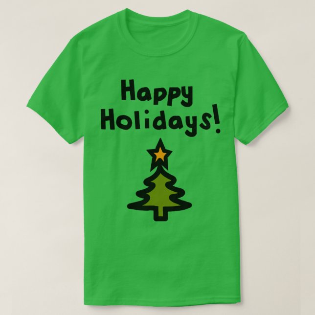 Happy Holidays Christmas Tree T-Shirt (Design Front)