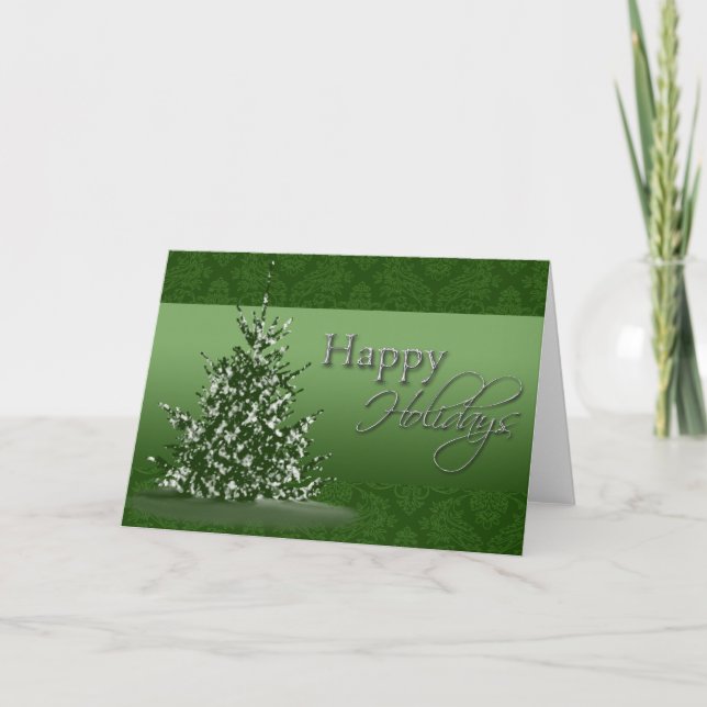 Happy Holidays Christmas Tree Xmas Blank Inside Holiday Card (Front)